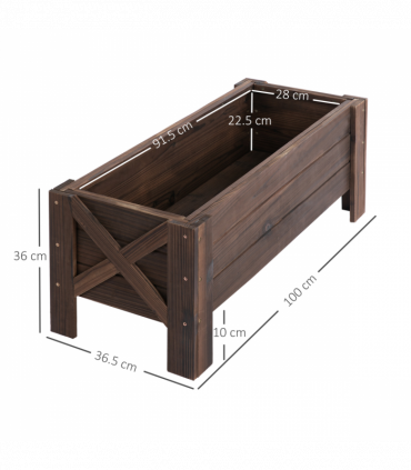 Wooden Garden Raised Bed Planter Grow Containers Pot, 100x36.5x36cm Outsunny