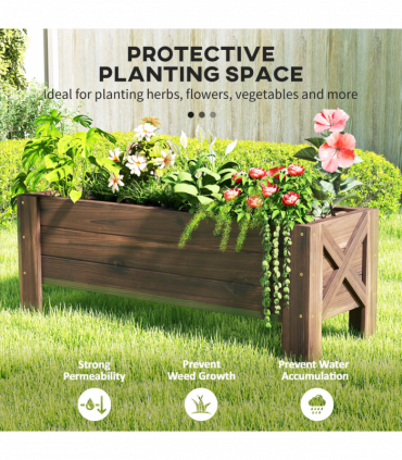 Wooden Garden Raised Bed Planter Grow Containers Pot, 100x36.5x36cm Outsunny