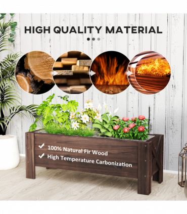 Wooden Garden Raised Bed Planter Grow Containers Pot, 100x36.5x36cm Outsunny