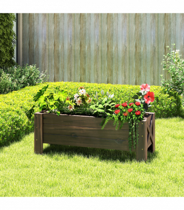 Wooden Garden Raised Bed Planter Grow Containers Pot, 100x36.5x36cm Outsunny