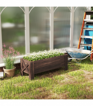 Wooden Garden Raised Bed Planter Grow Containers Pot, 100x36.5x36cm Outsunny