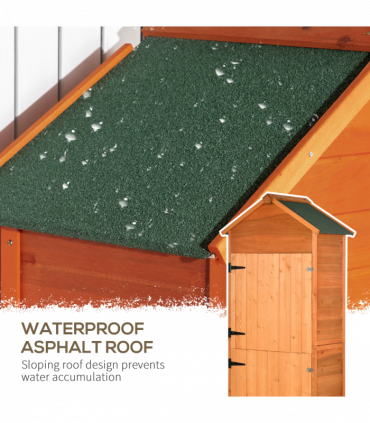 Wooden Garden Shed Outdoor Shelves Utility Tool Storage Cabinet Teak Outsunny