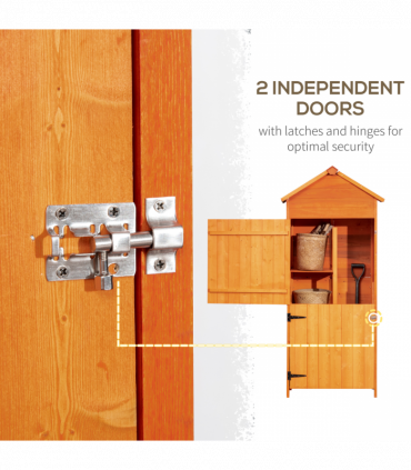 Wooden Garden Shed Outdoor Shelves Utility Tool Storage Cabinet Teak Outsunny