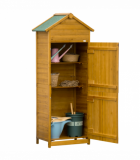 Wooden Garden Storage Shed Tool Cabinet w/ Two Lockable Door 191.5x79x49cm