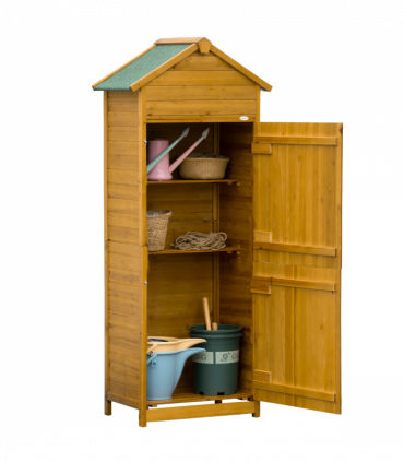 Wooden Garden Storage Shed Tool Cabinet w/ Two Lockable Door 191.5x79x49cm