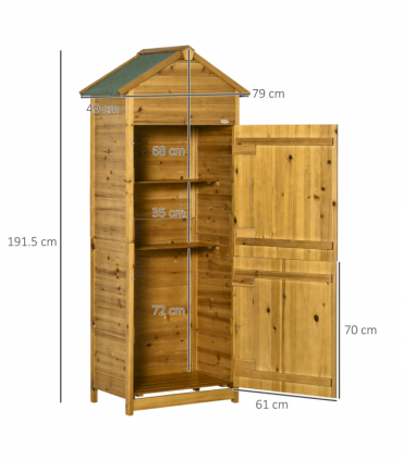 Wooden Garden Storage Shed Tool Cabinet w/ Two Lockable Door 191.5x79x49cm