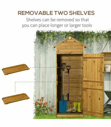 Wooden Garden Storage Shed Tool Cabinet w/ Two Lockable Door 191.5x79x49cm