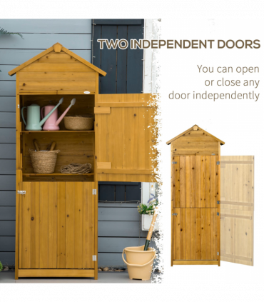 Wooden Garden Storage Shed Tool Cabinet w/ Two Lockable Door 191.5x79x49cm