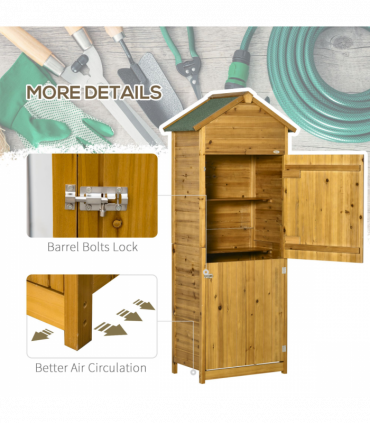 Wooden Garden Storage Shed Tool Cabinet w/ Two Lockable Door 191.5x79x49cm