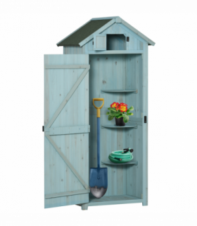 Wooden Garden Storage Shed Tool Storage Box, 77 x 54 x 179 cm, Blue
