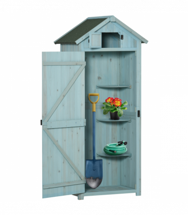 Wooden Garden Storage Shed Tool Storage Box, 77 x 54 x 179 cm, Blue