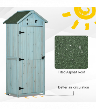 Wooden Garden Storage Shed Tool Storage Box, 77 x 54 x 179 cm, Blue