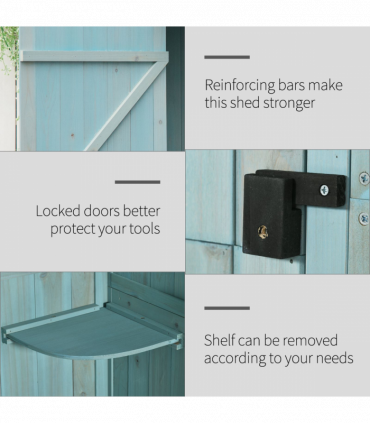 Wooden Garden Storage Shed Tool Storage Box, 77 x 54 x 179 cm, Blue
