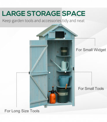 Wooden Garden Storage Shed Tool Storage Box, 77 x 54 x 179 cm, Blue