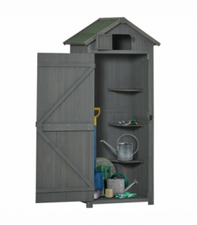 Wooden Garden Storage Shed Tool Storage Box, 77 x 54 x 179 cm, Grey