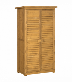 Wooden Garden Storage Shed Unit, 3-Tier Shelves Tool Cabinet Organizer