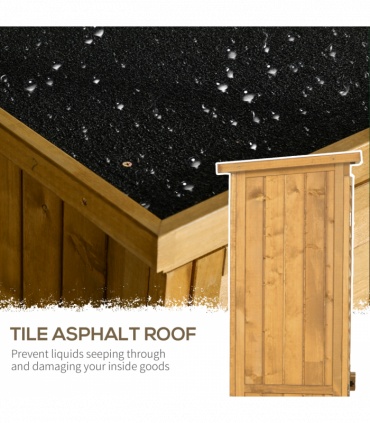 Wooden Garden Storage Shed Unit, 3-Tier Shelves Tool Cabinet Organizer