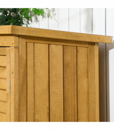 Wooden Garden Storage Shed Unit, 3-Tier Shelves Tool Cabinet Organizer