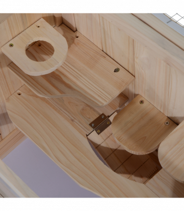 Wooden Hamster Cage Mice Rodents Hutch Small Animals 2 Levels 60x35x42cm