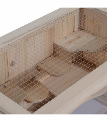 Wooden Hamster Cage Mice Rodents Hutch Small Animals 2 Levels 60x35x42cm