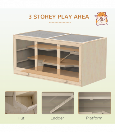 Wooden Hamster Cage Rats Mice Rodent Small Animals Hutch Exercise Play House