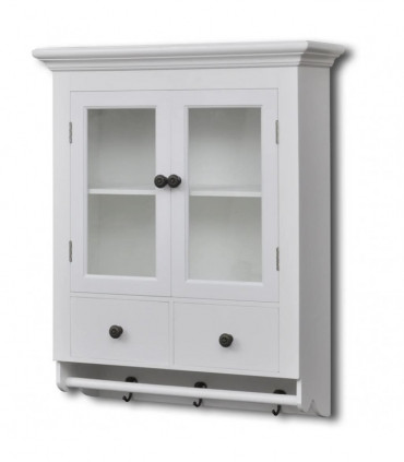 Wooden Kitchen Wall Cabinet with Glass Door White