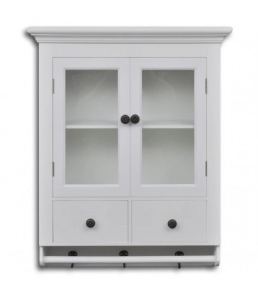 Wooden Kitchen Wall Cabinet with Glass Door White