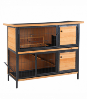 Wooden Metal Rabbit Hutch Pet House Bunny w/ Slide-Out Tray Outdoor Light Yellow