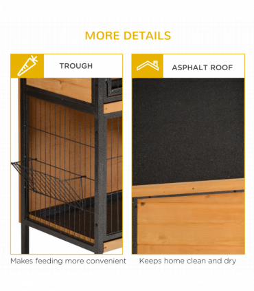 Wooden Metal Rabbit Hutch Pet House Bunny w/ Slide-Out Tray Outdoor Light Yellow