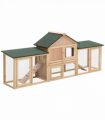 Wooden Rabbit Hutch Bunny Cage Guinea Pig House w/ Slide-out Tray Outdoor Run