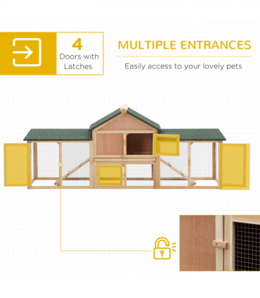 Wooden Rabbit Hutch Bunny Cage Guinea Pig House w/ Slide-out Tray Outdoor Run