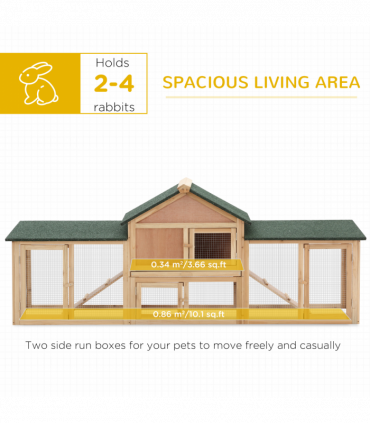 Wooden Rabbit Hutch Bunny Cage Guinea Pig House w/ Slide-out Tray Outdoor Run