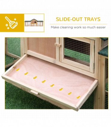 Wooden Rabbit Hutch Bunny Cage Guinea Pig House w/ Slide-out Tray Outdoor Run