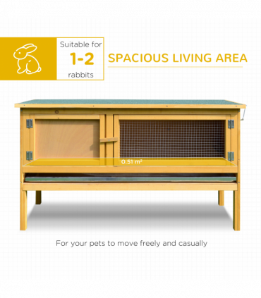 Wooden Rabbit Hutch Bunny Cage Outdoor Small Animal House w/ Hinged Top