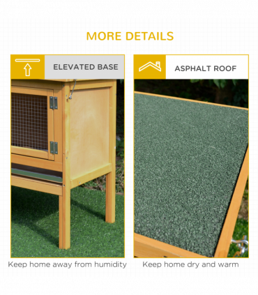 Wooden Rabbit Hutch Bunny Cage Outdoor Small Animal House w/ Hinged Top