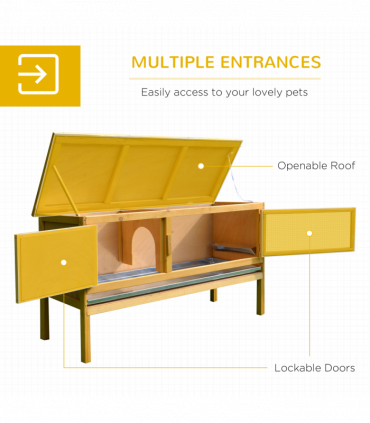 Wooden Rabbit Hutch Bunny Cage Outdoor Small Animal House w/ Hinged Top