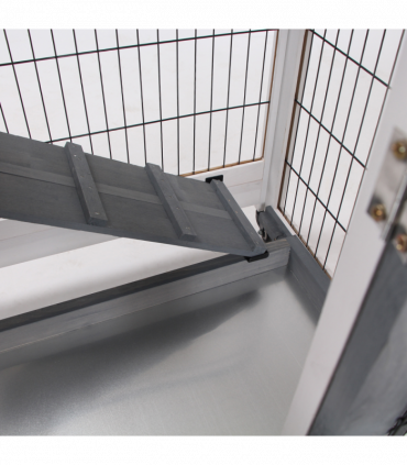 Wooden Rabbit Hutch Bunny Guinea Pigs House Cage Wheels Indoor 110 x 50 x 86cm