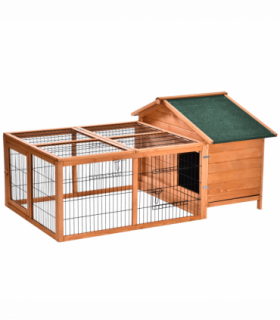Wooden Rabbit Hutch Detachable Pet House with Openable Run & Roof
