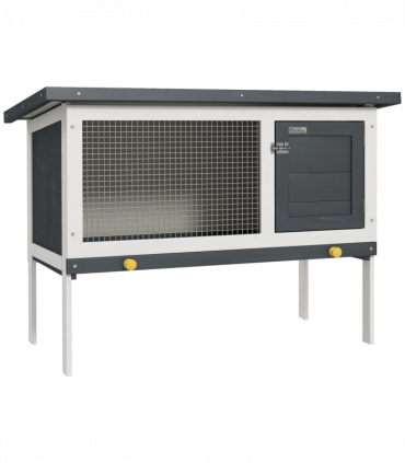 Wooden Rabbit Hutch Small Pet Habitat w/ Dropping Tray Openable Asphalt Roof