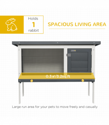 Wooden Rabbit Hutch Small Pet Habitat w/ Dropping Tray Openable Asphalt Roof