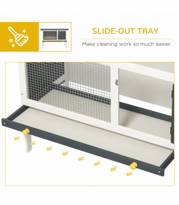 Wooden Rabbit Hutch Small Pet Habitat w/ Dropping Tray Openable Asphalt Roof
