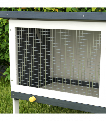 Wooden Rabbit Hutch Small Pet Habitat w/ Dropping Tray Openable Asphalt Roof