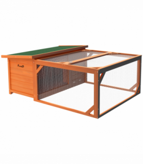 Wooden Rabbit Hutch with Run Small Animal Guinea Pig House 125.5 x 100 x 49cm