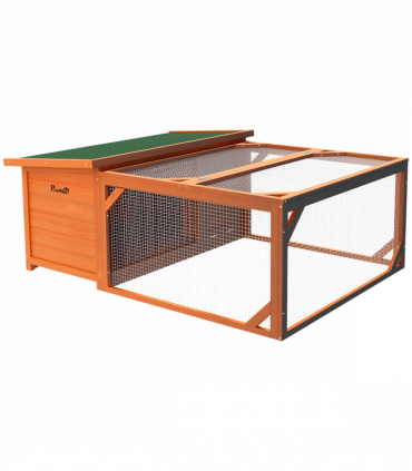Wooden Rabbit Hutch with Run Small Animal Guinea Pig House 125.5 x 100 x 49cm