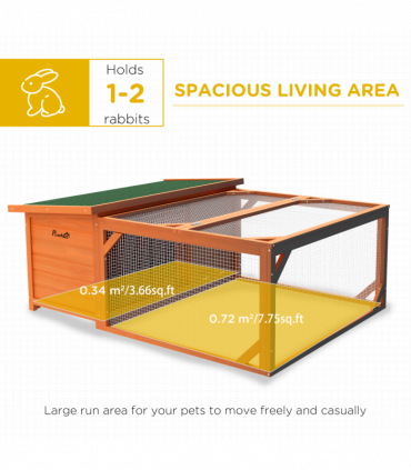 Wooden Rabbit Hutch with Run Small Animal Guinea Pig House 125.5 x 100 x 49cm