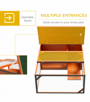 Wooden Rabbit Hutch with Run Small Animal Guinea Pig House 125.5 x 100 x 49cm