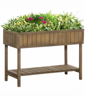 Wooden Raised Bed Container Garden Plant Stand 8 Boxes 110x46x76cm Brown