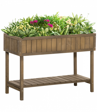 Wooden Raised Bed Container Garden Plant Stand 8 Boxes 110x46x76cm Brown