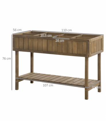 Wooden Raised Bed Container Garden Plant Stand 8 Boxes 110x46x76cm Brown