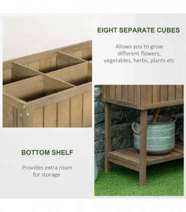 Wooden Raised Bed Container Garden Plant Stand 8 Boxes 110x46x76cm Brown
